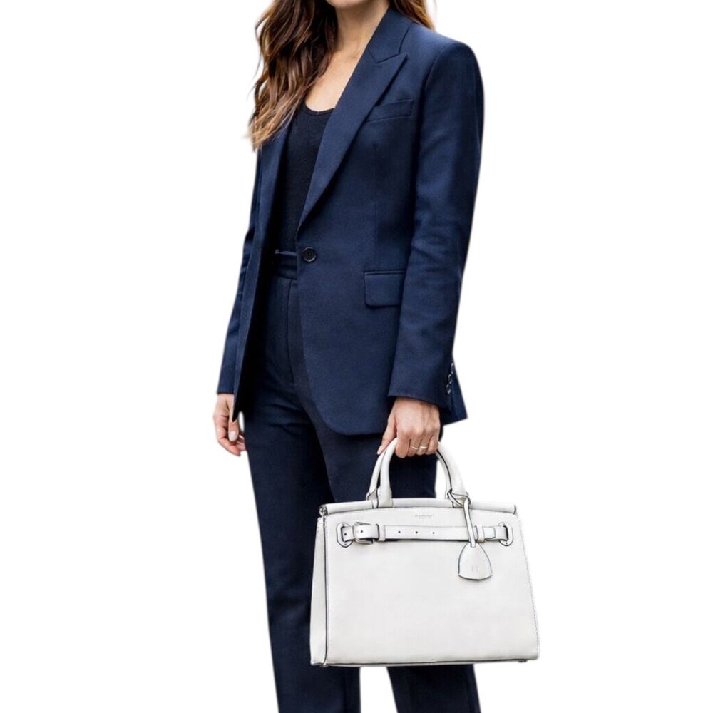 Ralph Lauren Collection RL50 Leather Medium Satchel Top Handle Bag White